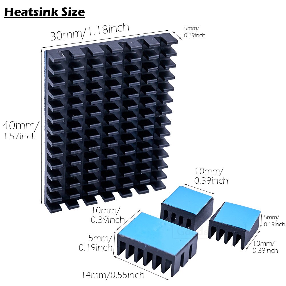 4 peças/lote raspberry pi 4 b dissipador de calor, raspberry pi dissipador de calor de alumínio com fita térmica para raspberry pi 4 modelo b