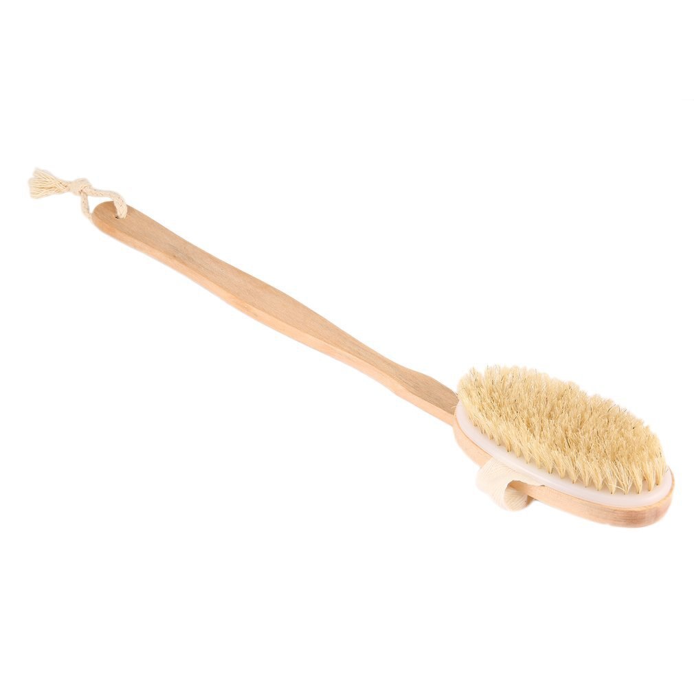 Natural Long Handled Wooden Body Brush Massager Wood Bath Shower Back Scrubber Skin Cleaning Brush For Back Cleaning Helper