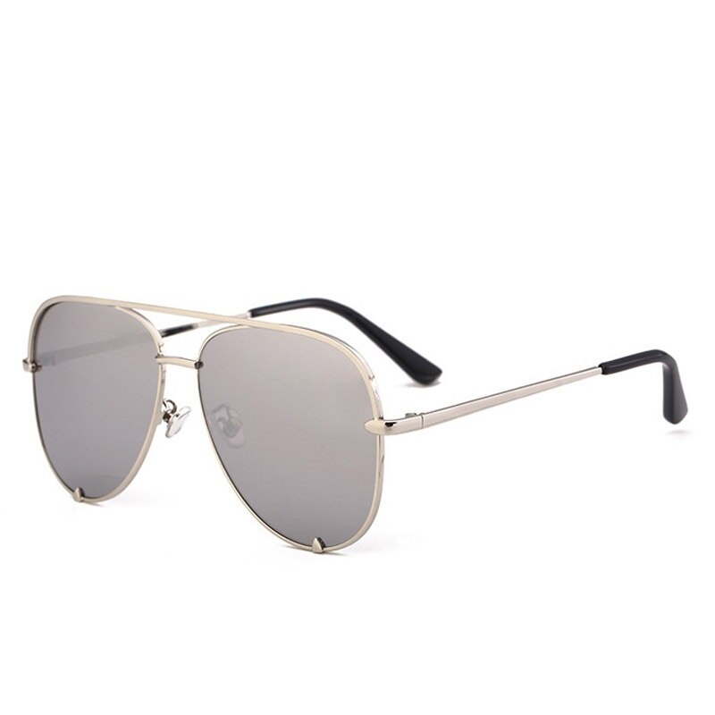 Flad top luftfart solbriller kvinder  uv400 retro mærke luksus spejl solbriller til kvindelige damer metalramme briller: D553 sølv sølv