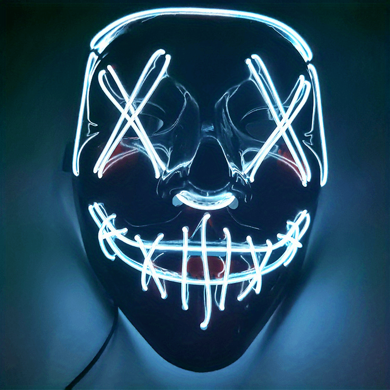 Halloween Mask LED Light Up Full Face Mask Cosplay Halloween Costume Masquerade Party, Carnival,