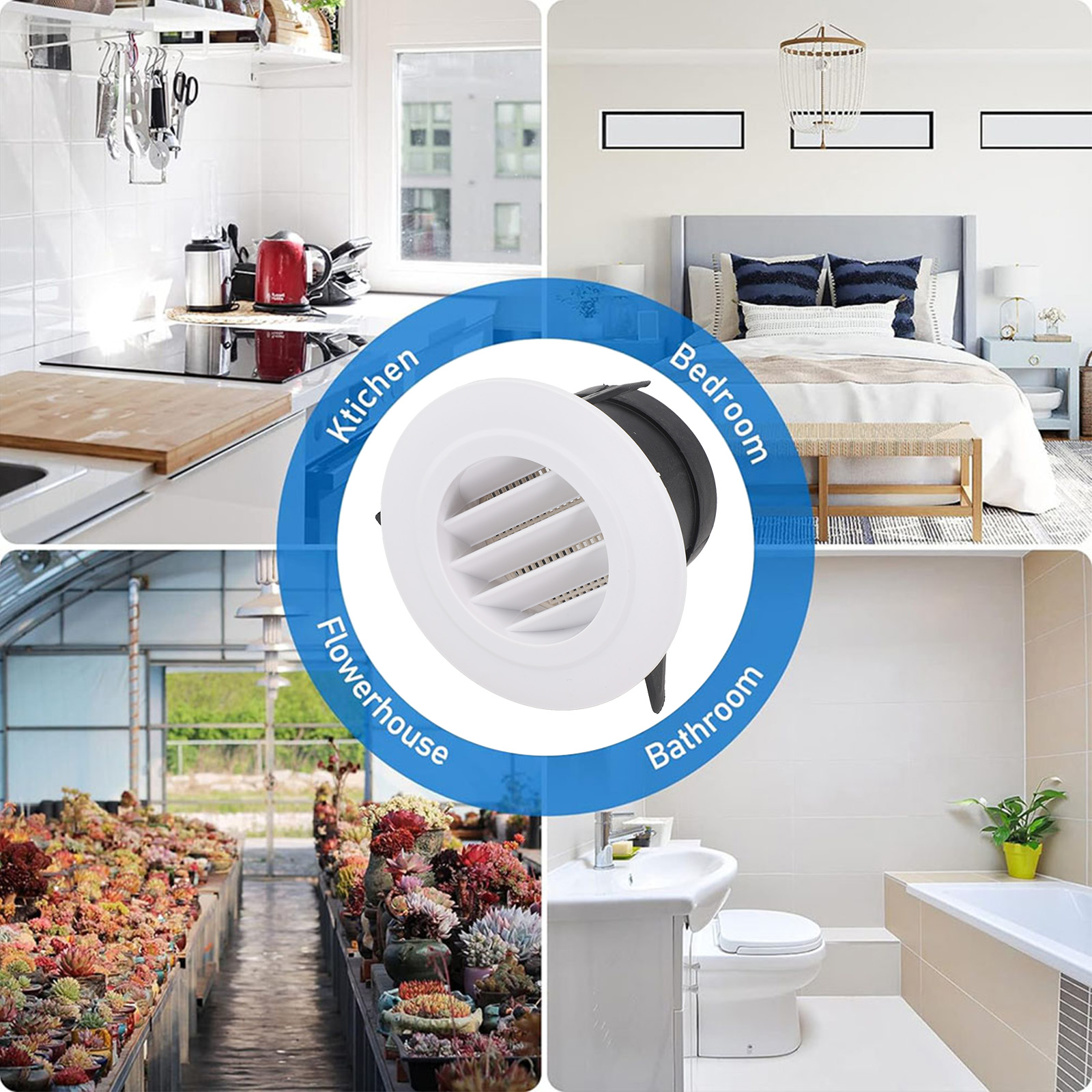 1pcs 75/100/125/150/200mm Duct Vents Round Louvered Vents Interior ABS Grille Ventilation Wall Vent Covers Adjustable