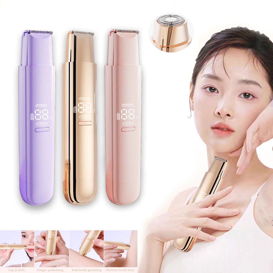 Kvinders elektriske barbermaskiner 2 in 1 dobbelthoved smertefri bikinitrimmer våd og tør brug til kvinder kønsbehåring aftageligt hoved elektrisk barbermaskine