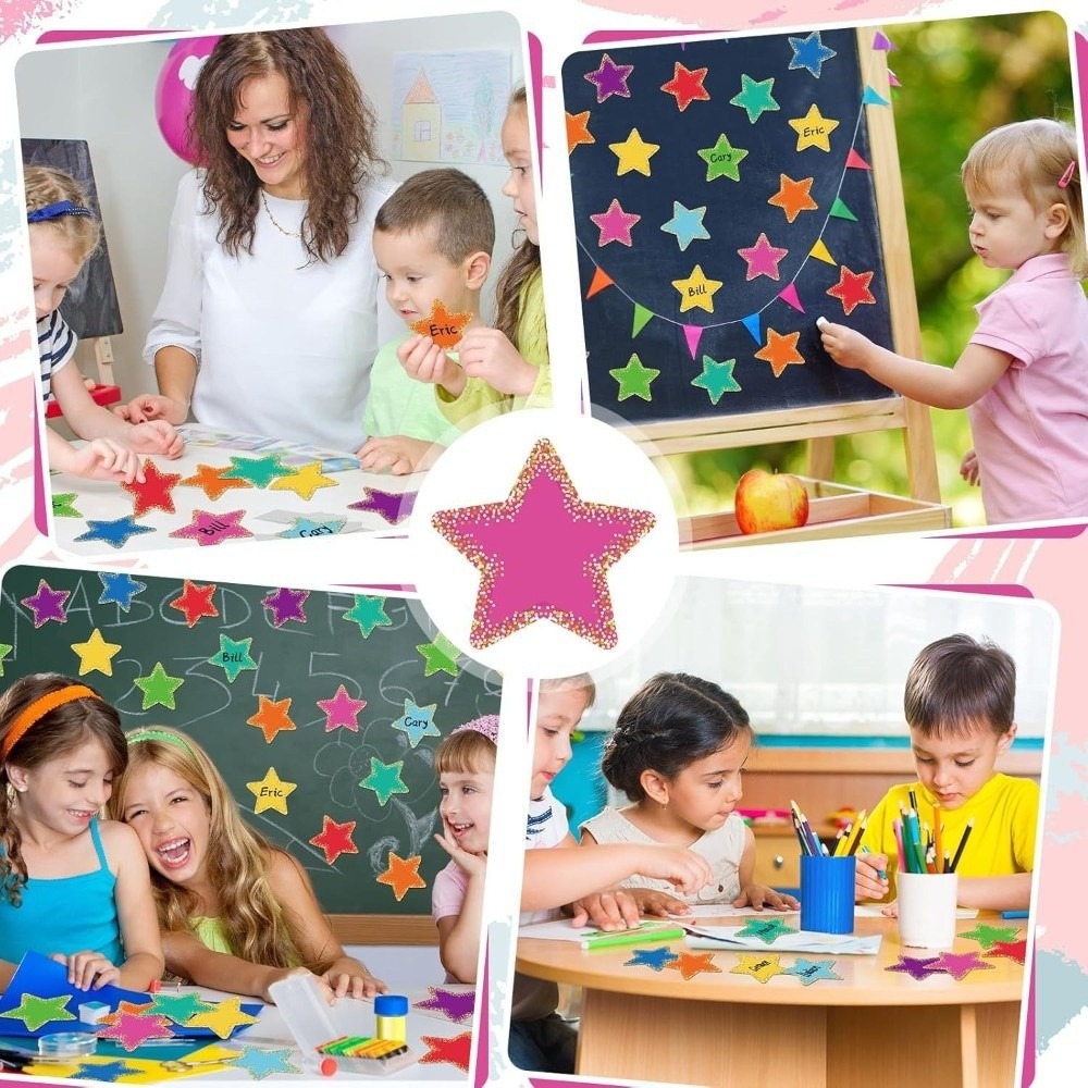 108 stuks uitsparingen kleurrijke ster papieren uitsparingen DIY ambachtelijke esthetische pentagram decoratieve rand ronde bloem hartvormig