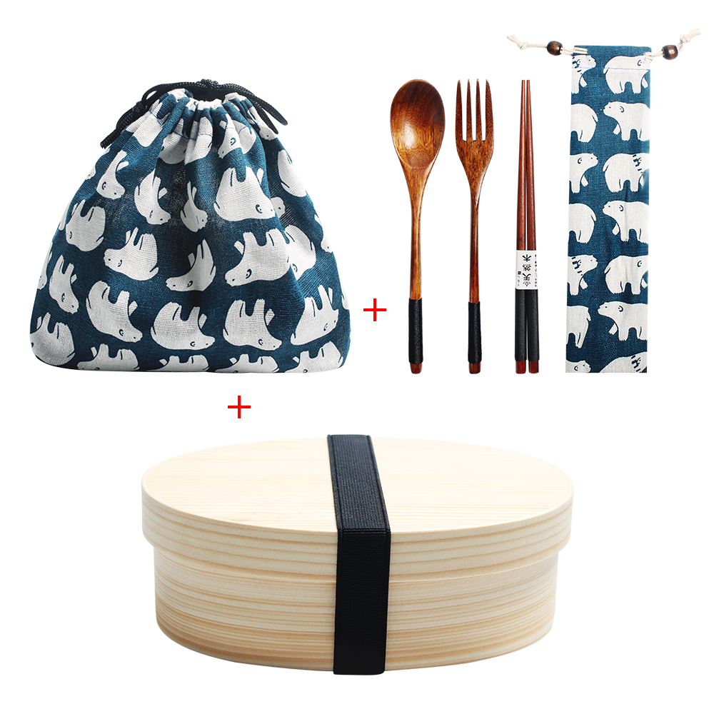 Wooden Lunch Box Kit Japan Style Bento Box for Kids Sushi Container 1Layer Tableware Student Wooden Lunch Box with Compartments: 10