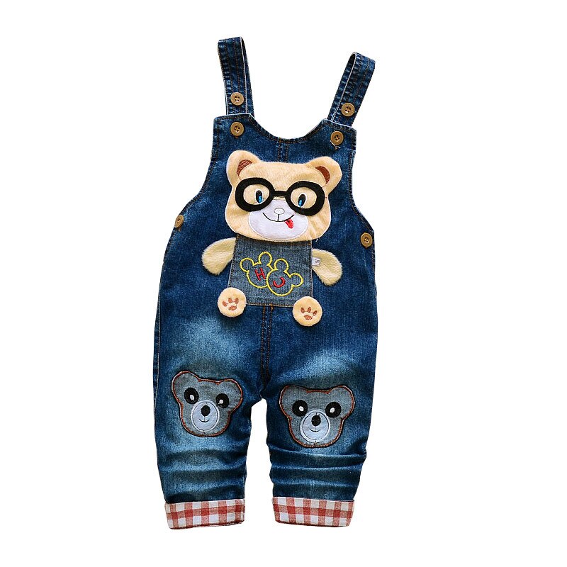 BibiCola spring autumn boys overall jeans clothes kids trousers toddler denim overall trousers children cartoon infant bib jeans