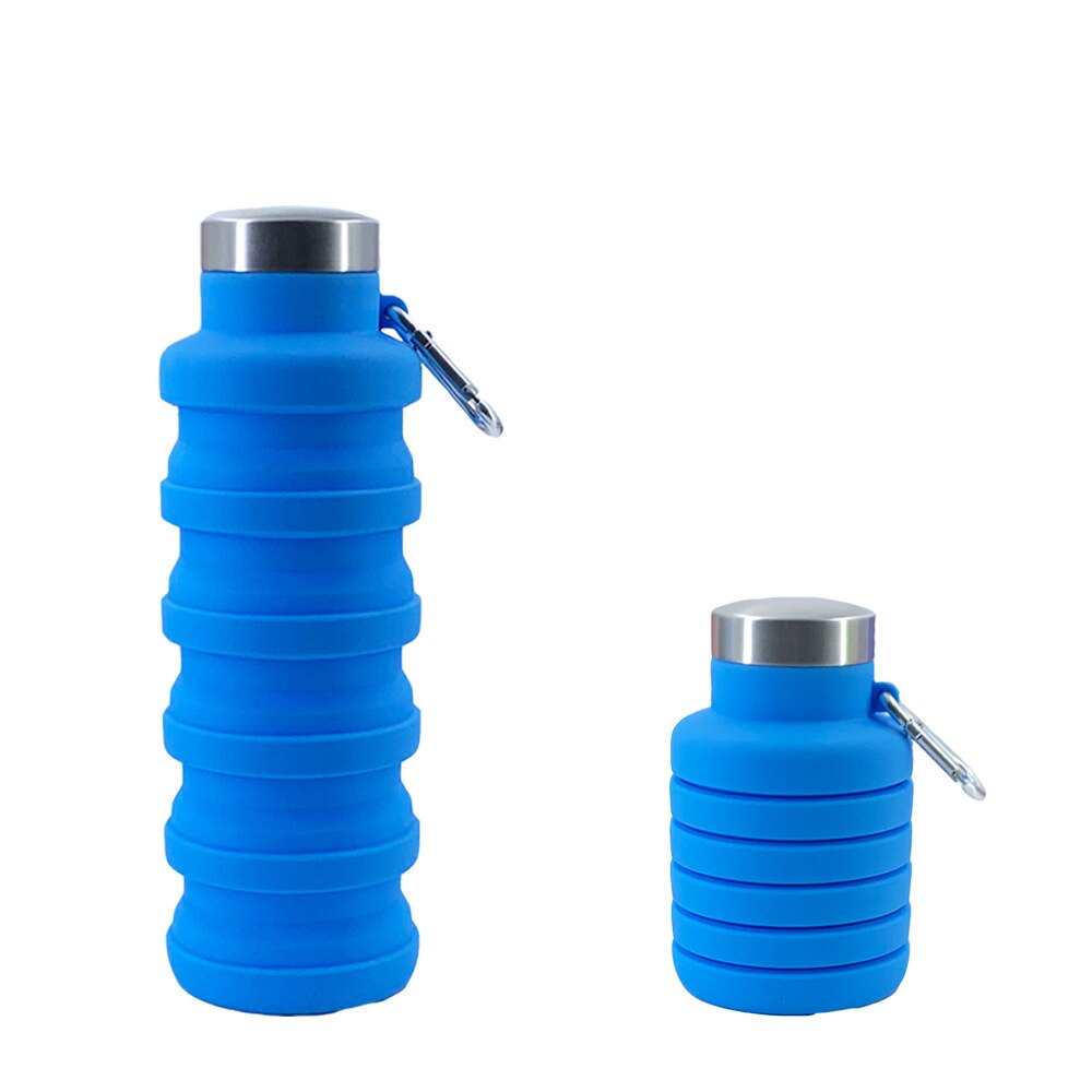 Siliconen Opvouwbare Water Fles Voor Travel Gym Camping Wandelen Draagbare Lekvrije Sport Water Fles Met Karabijnhaak