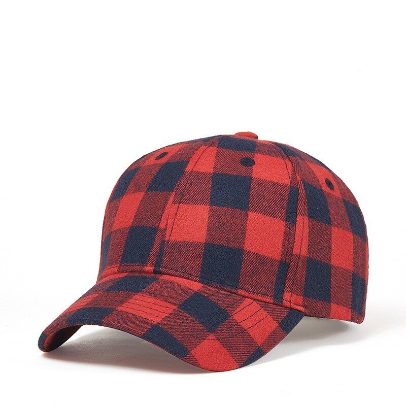 Casual Plaid Print Baseball Cap Soft Cotton Blend Checked Print Outdoor Hat Cap Adjustable Snapback Baseball Cap: C14