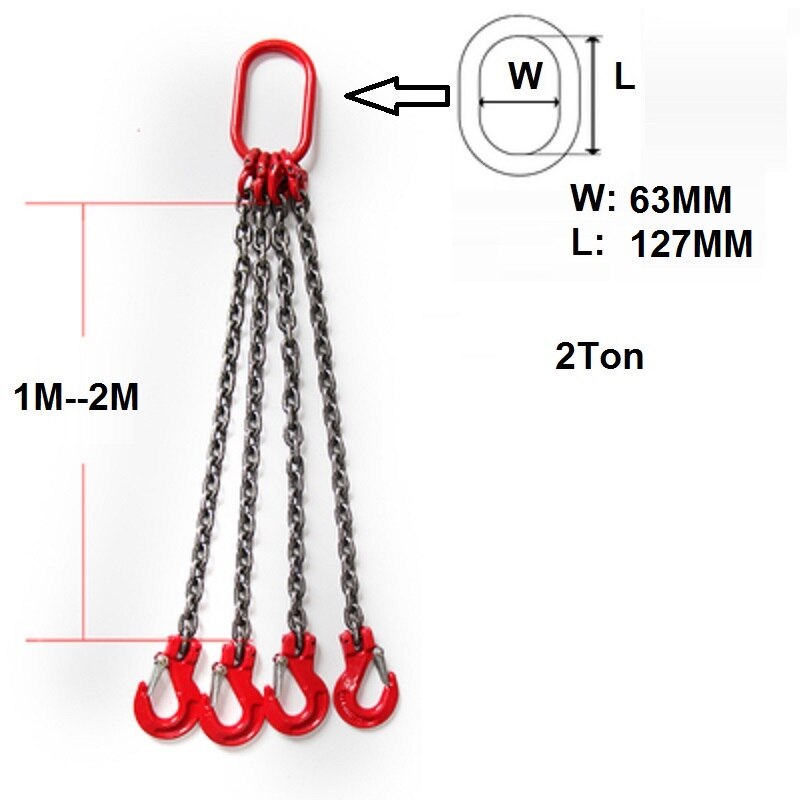1Ton ---2TON Iron oil drum lifter, clamp plastic bucket barrel oil tank can G80 chain sling: 40020010-16  2T 1M