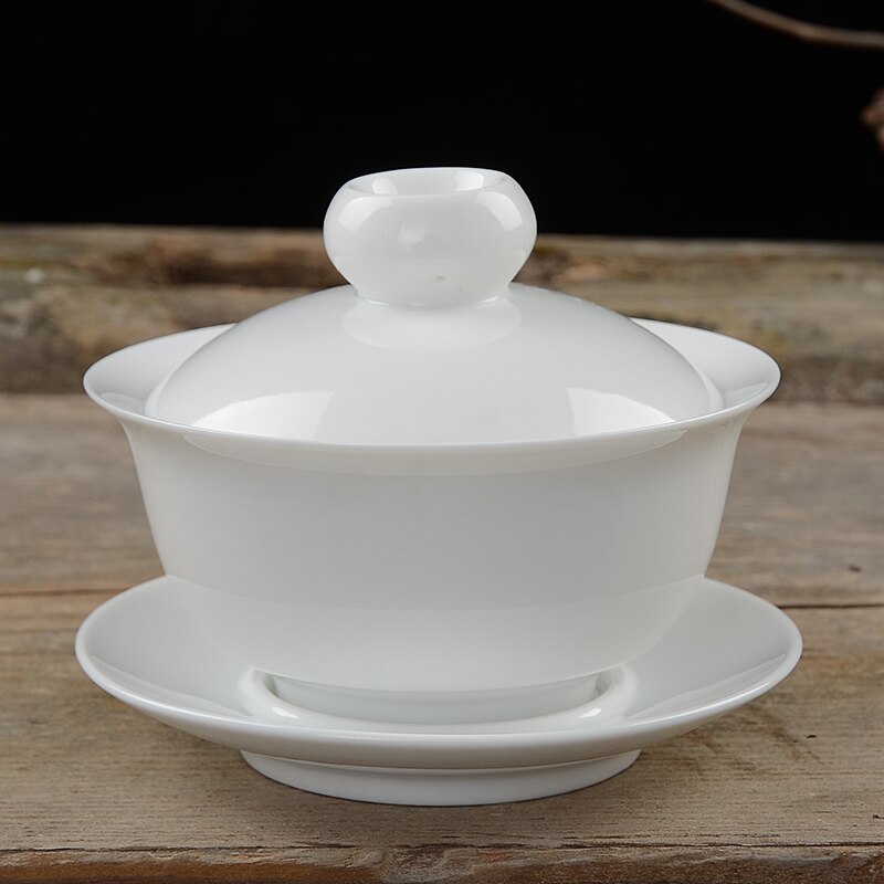 Chinese Traditional Tea Set Gaiwan White Porcelain Tea Set Tureen Cup Bowl Tea Ceremony Kung Fu Ceramics Flower Tea Master Cup