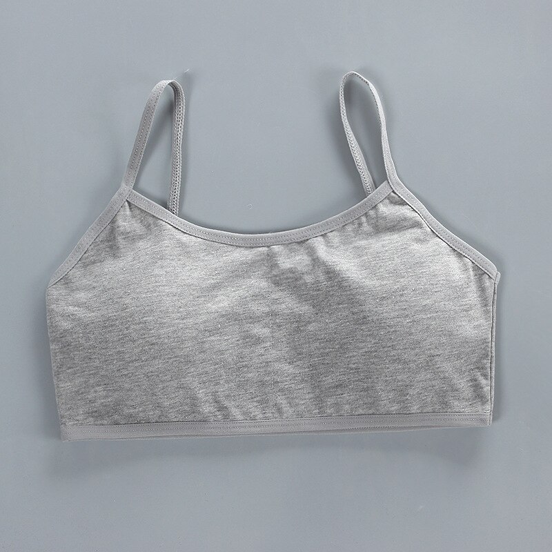 Cotton Kids Bra Wireless Training Bras Puberty Girls Underwear Girl Sport Bras Teenage Full Cup Seamless Underwear 8-15Y: Gray