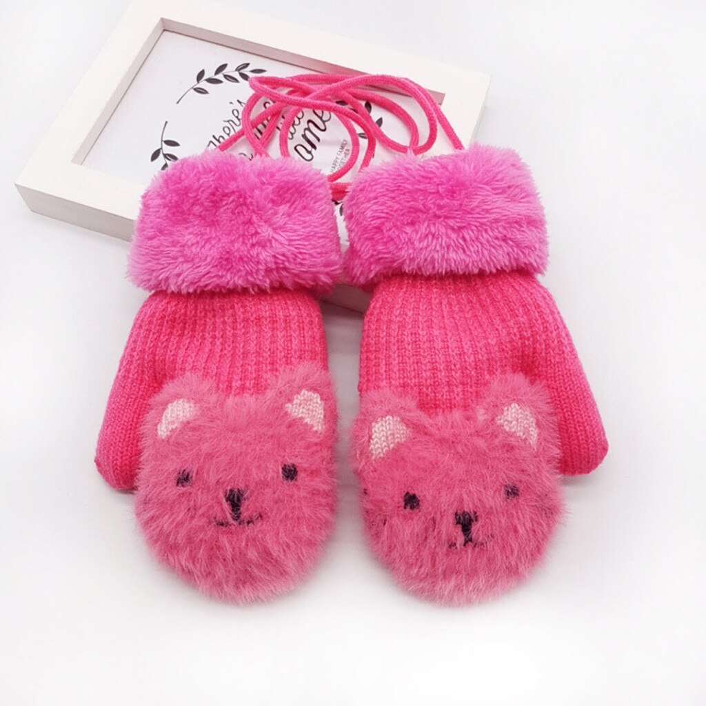 Children Kids Boys Girls Winter Cartoon Beer Patchwork Color Warm Knitted Gloves kids gloves mittens перчатки варежки guantes