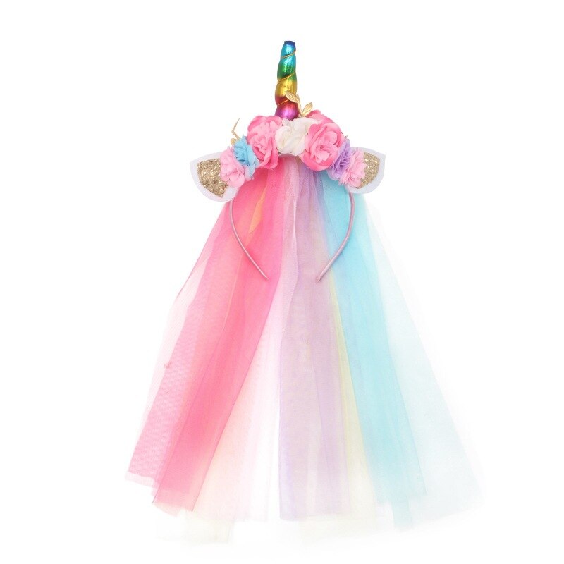 Enhjørning net hår bøjle kawaii hat hovedbeklædning jule bøjle fest hår dekoration til piger legetøj anniversaire enfant