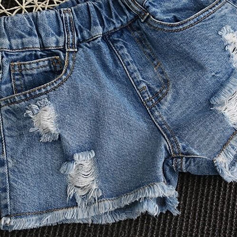 2021 nuove ragazze pantaloncini di Jeans moda estiva buco elegante pantaloni Cosume Casual bambini Jeans pantaloncini pantaloni per bambini di 2-10 anni