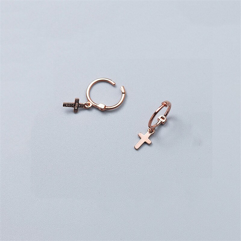 INZATT Populaire Cross Hanger Echte 925 Sterling Zilveren Oorringen Voor Vrouwen Voorkomen Allergie Meisjes Kids Fine Jewelry: rose gold