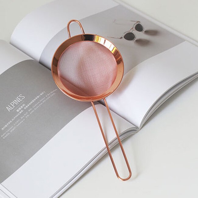 Edelstahl Gold Zucker Kaffee Gittergewebe Separaten Öl Sieb Mehl Sichter Siebe Filter Küche Kuchen Werkzeug: Rose Gold 10cm