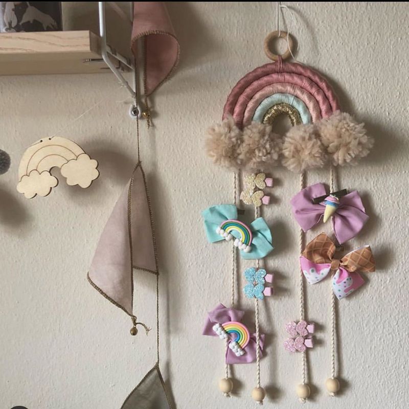 nórdico Arco Iris hecho a mano tejer ornamento niños Pared de habitación colgante decoración del hogar A2UB