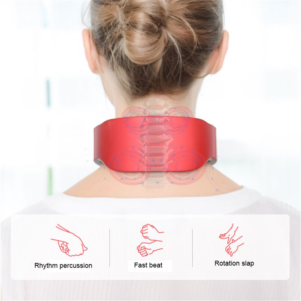 Newest Electric Neck and Shoulder Pulse Massager Kneading TENS Wireless Heat Cervical Vertebra Relax Pain Relief Massage Machine