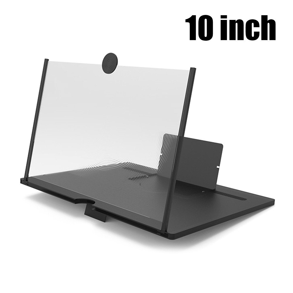 8.2/9/10/12/14 In 3D Gsm-scherm Vergrootglas Hd Video Versterker Opvouwbare Houder Smartphone Film vergrootglas Beugel: 10 inch Black