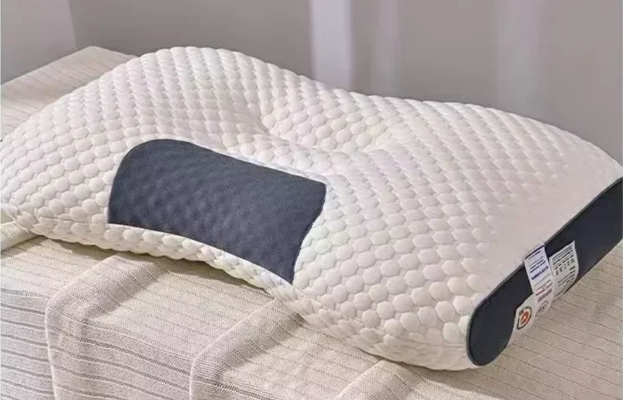 NEWHoneycomb massage pillow pillow to protect cervical vertebra to help sleep home pillow core antibacterial and anti-mite: Yellow
