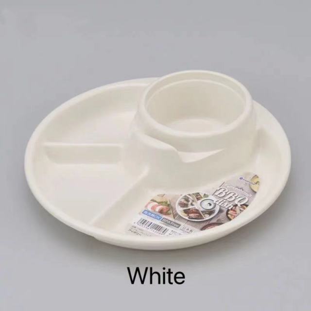 Re-Play Verdeeld Plaat Barbecue Snacks Lade Kids Servies Gerechten Veilig Pp Ronde 4 Suctions Gescheiden Voedsel: White