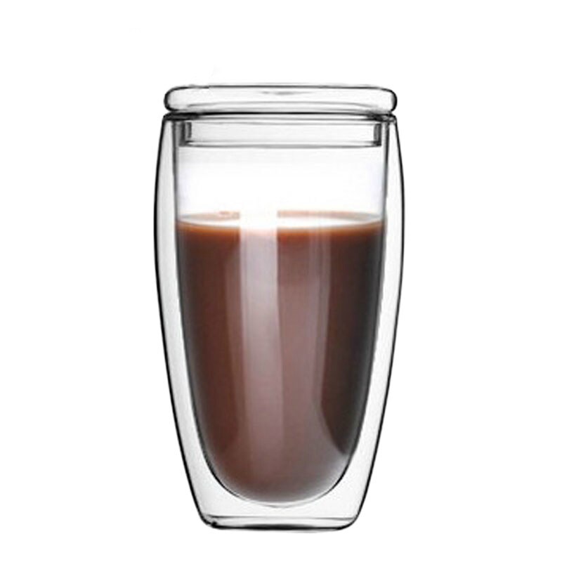 Dubbelwandige Glazen Bodum Dubbeldeks Glas Mokken Met Deksel Draaglijk Wijn Bier Glas Ei Vormige koffie Thee Cup