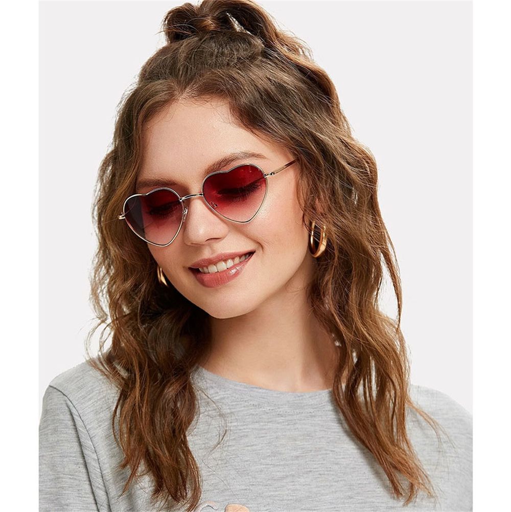 Metall Rahmen Frauen Herz Sonnenbrille Polarisierte Sonnenbrille modisch Herz-geformt Gläser Jahrgang UV400 Brillen
