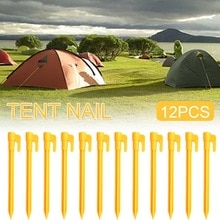 12 stuks Tent Nagels Plastic Outdoor Camping Apparatuur Tent Peg Strand Mat Grond Nail Winddicht Vaste Plastic Nagels Stapel Ankers