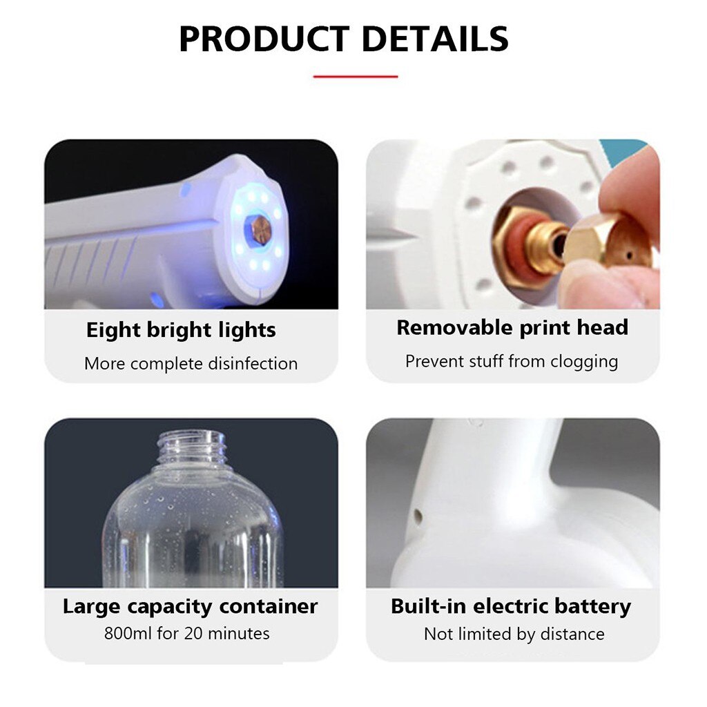 800ML Blue Light Nano Steam Gun Atomizing Fogger Disinfection-Sprayer Gun Wireless Nano Mixed Vapor Nano Battery Spray Machine #