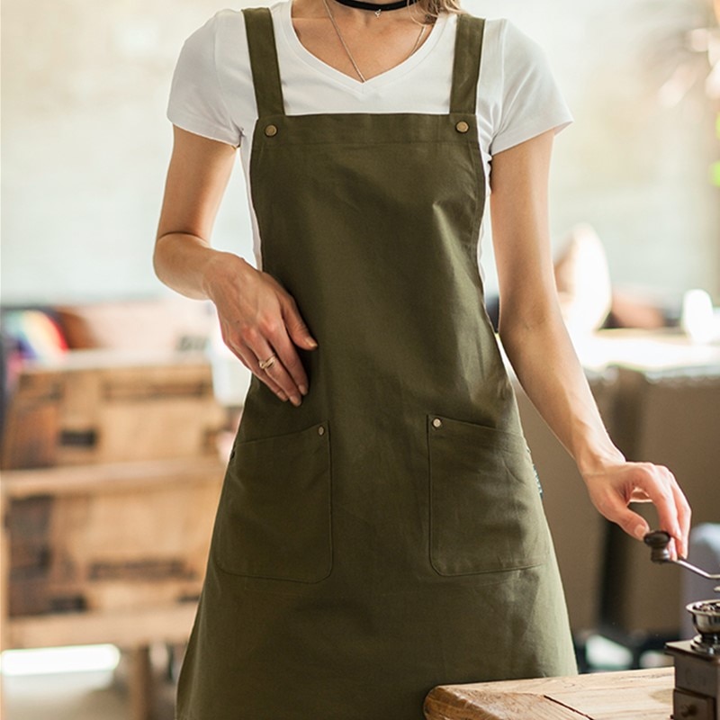 Polyester Cotton Crossback Apron Cafe Barista Bartender Waitstaff Pastry Chef Uniform Restaurant Hotel Bistro Cafe Work Wear E58