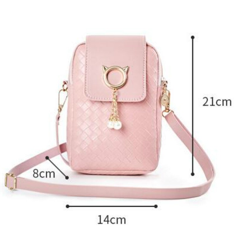 Efterår vinter mini cross-body mobiltelefon skuldertaske vævet perle kvast cover-stil kvinde taske skulder diagonal taske