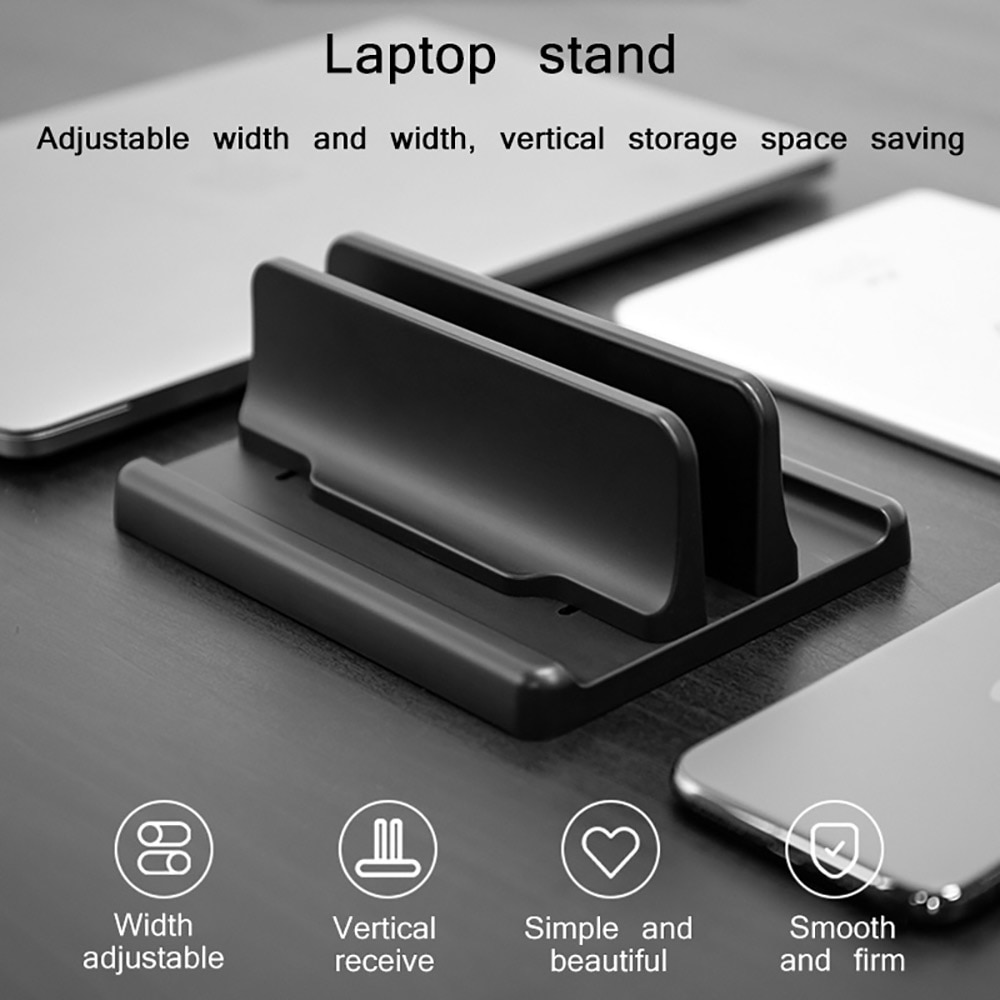 Lodret laptop stativ til macbook air pro 13 15 16 desktop aluminium stativ med justerbar dock størrelse til notebook stativ
