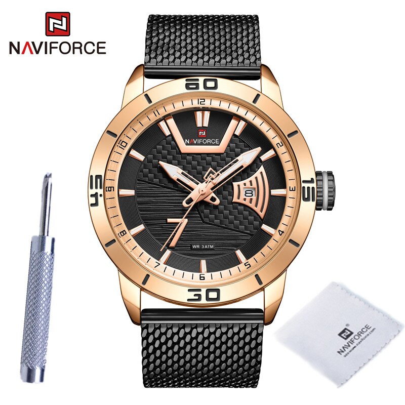 Top Brand Naviforce Business Heren Horloges Roestvrij Stalen Band Horloges Waterdicht Mannen Klok Relogio Masculino: RGB