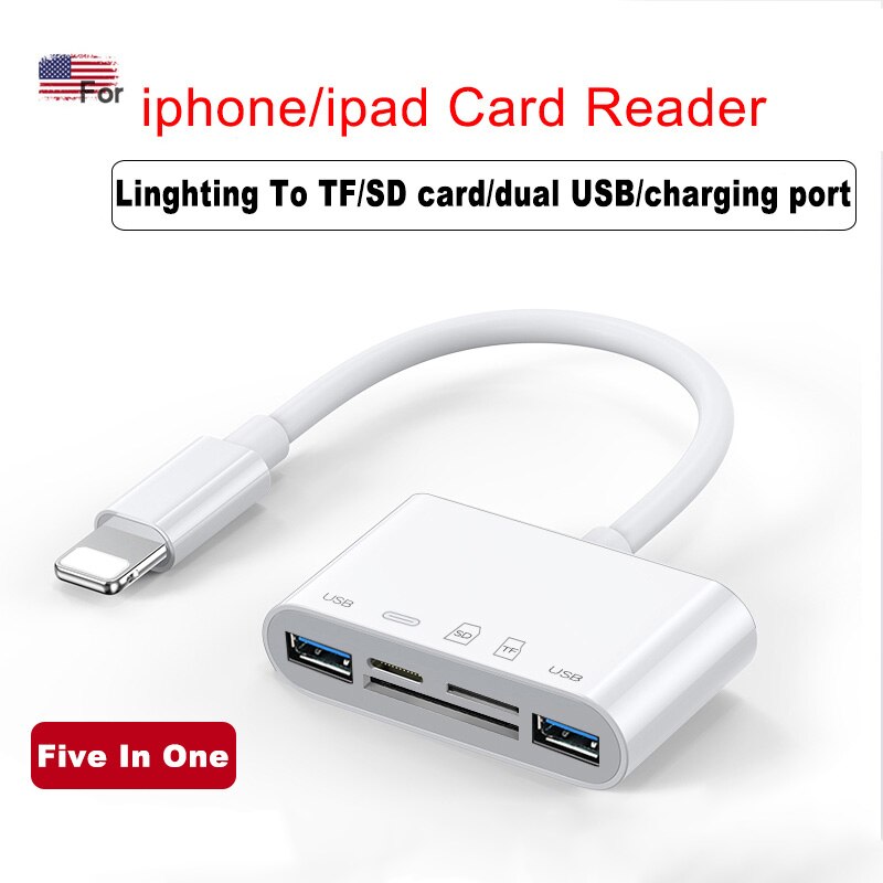 Lightning-hub zum sd-kartenleser micro sd otg smart-kamera-kartenleser usb 3.0- ladeschnittstelle multi-memory für multimemory-stick: Blitz 1in 5