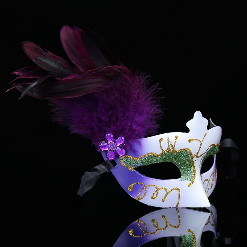 FAROOT Masquerade Ball feather Mask Halloween Costume Birthday Graduation Prom Party Lady Plastics Ball MASK