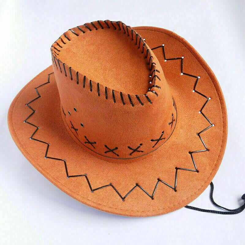 Menn kvinner vestlig cowboy cowgirl hatt retro panama solhatt krympe lokk: Gul
