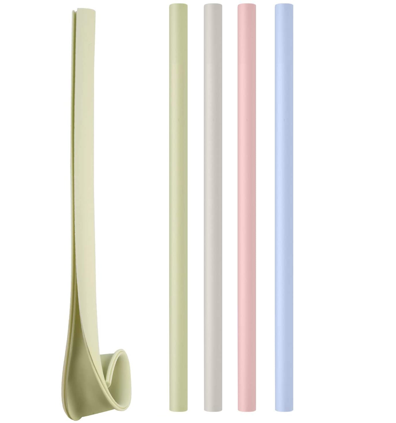 4 Pack Openable Silicone Straw Set Washable Reusable Smoothie Drinking Straws Folding Portable for Kids Home Party