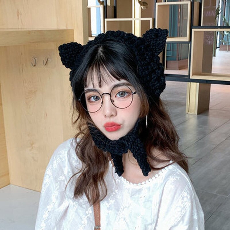 Gorro de punto de rana para mujer, gorros gruesos de , cálidos y dulces, coreanos, para chica estudiante, otoño e invierno, 2022