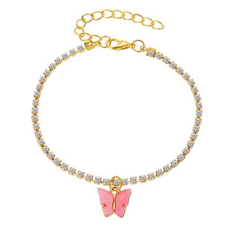 1pc Butterfly Pendant Anklet Rhinestone Decor Adjustable Ankle Bracelet Beach Foot Chain For Women Jewelry Accessories: 4