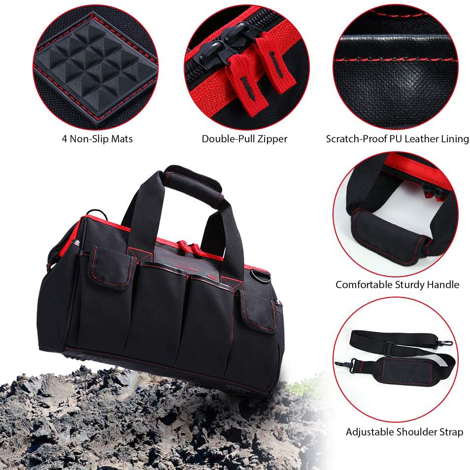 METERK Tool Bag 16-inch Tool Storage Kit 7 Pockets Electrical Kit with Adjustable Shoulder Strap