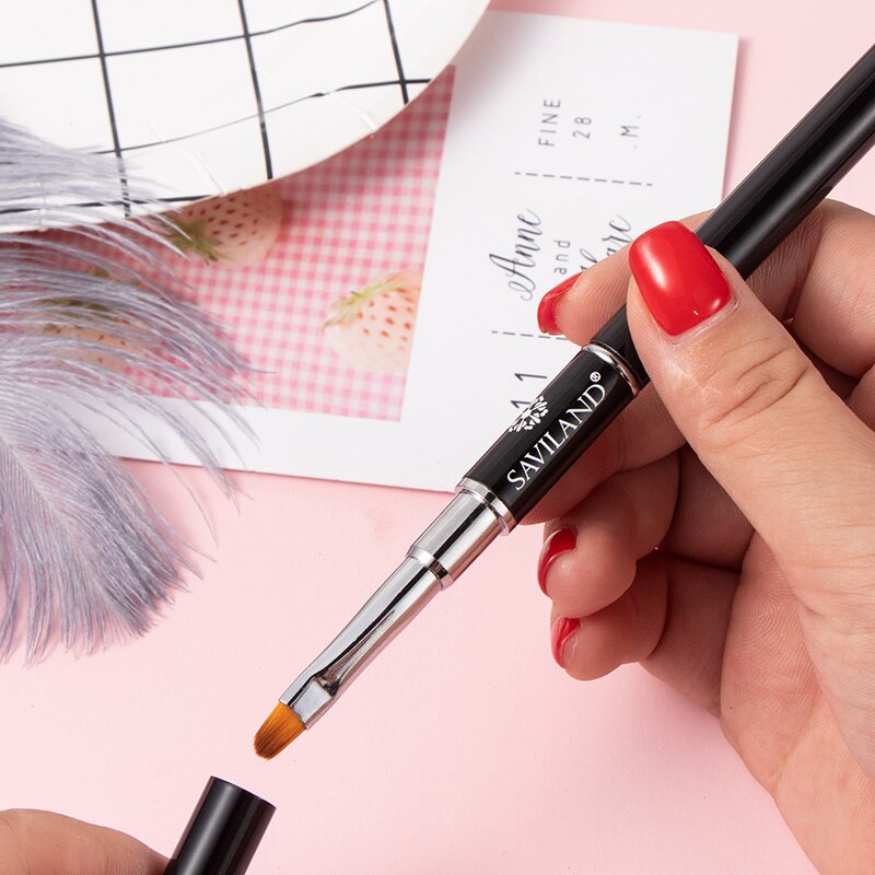 Saviland 2 In 1 Dubbele Poly Nail Gel Brush Pen Voor Nail Extension Builder Uv Gel Acryl Gel Brush Nagels tips Quick Tool