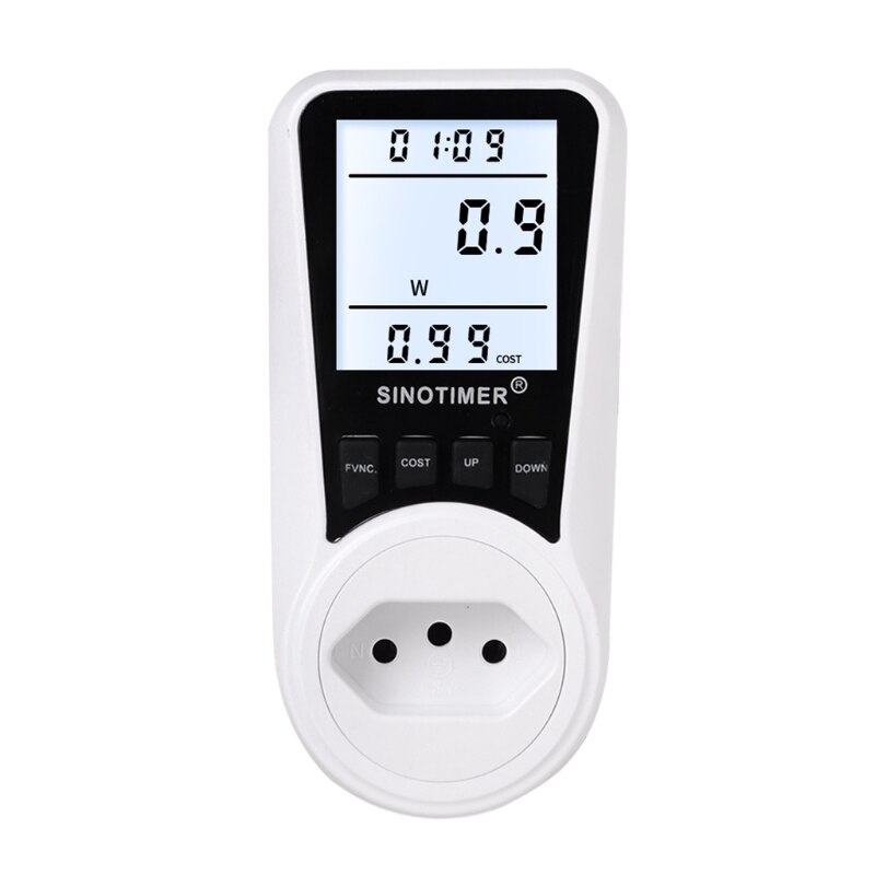 Electricity Usage Monitor Digital Wattmeter AC Power Meter 110V-230V Energy Meter Socket Power Monitor EU/US/UK/BR Plug: BR