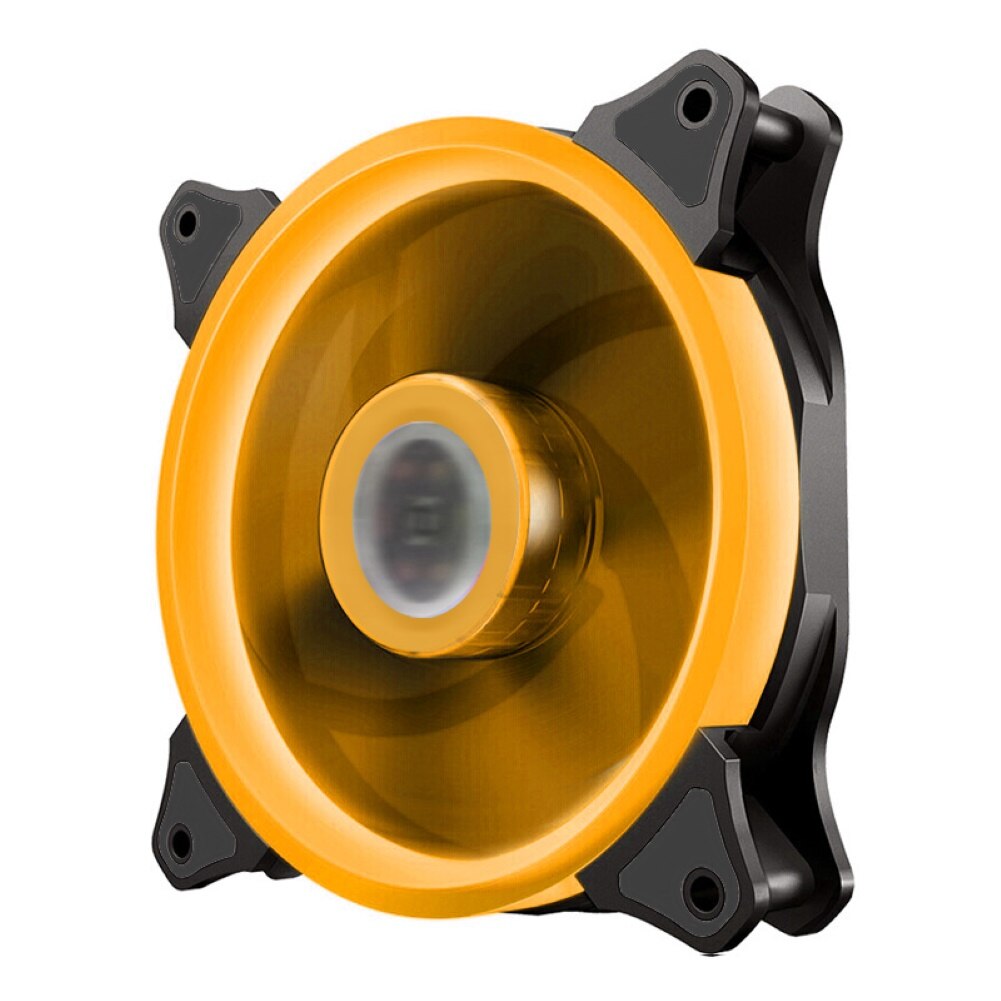 Universal computer RGB fan 120mm 15LED light Dual Aperture Silent PC Computer Case Cooling Fan Cooler: Yellow