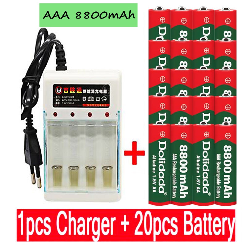 Aaa Batterij 8800 Mah Oplaadbare Batterij Aaa 1.5 V 8800 Mah Oplaadbare Alcalinas Drummey + 1 Pcs 4-mobiele Batterij Oplader