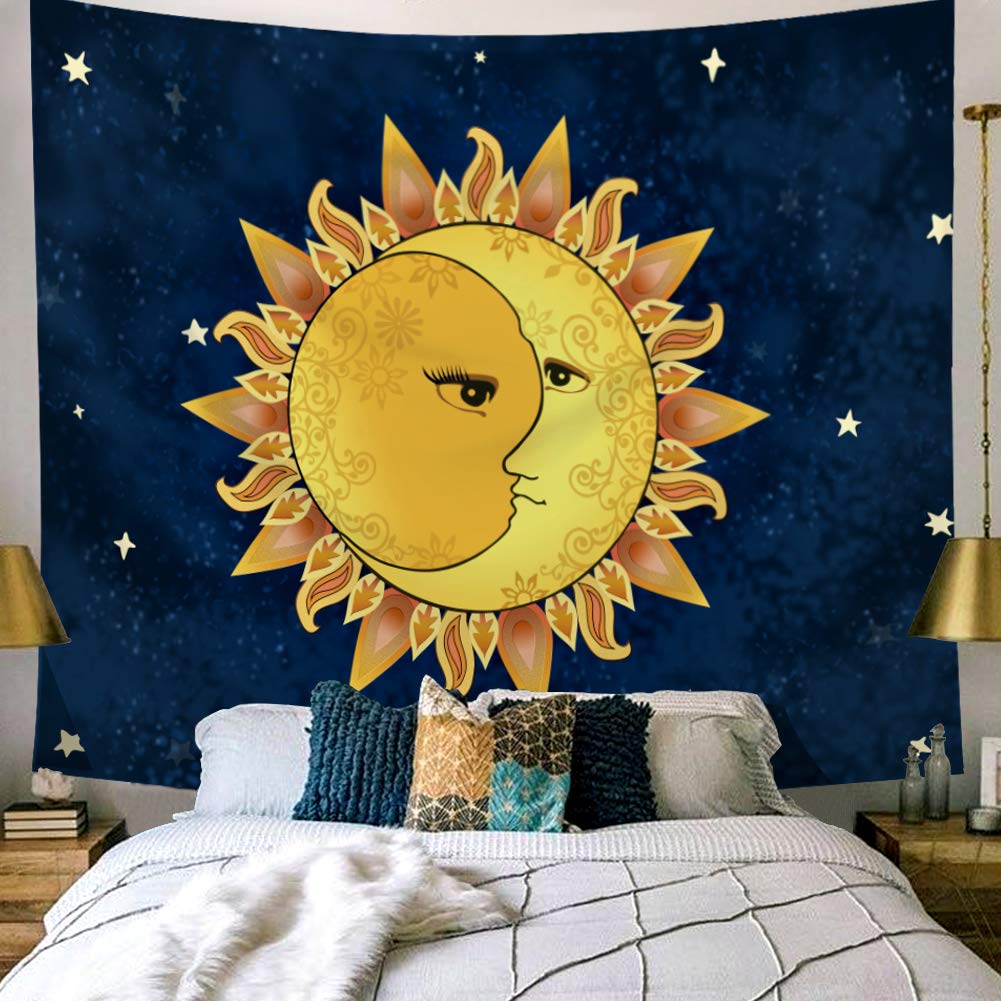 Maan En Zon Tapestry Goud Slaapkamer Slaapzaal Decoraties Voor Tiener Meisjes Wit En Zwart