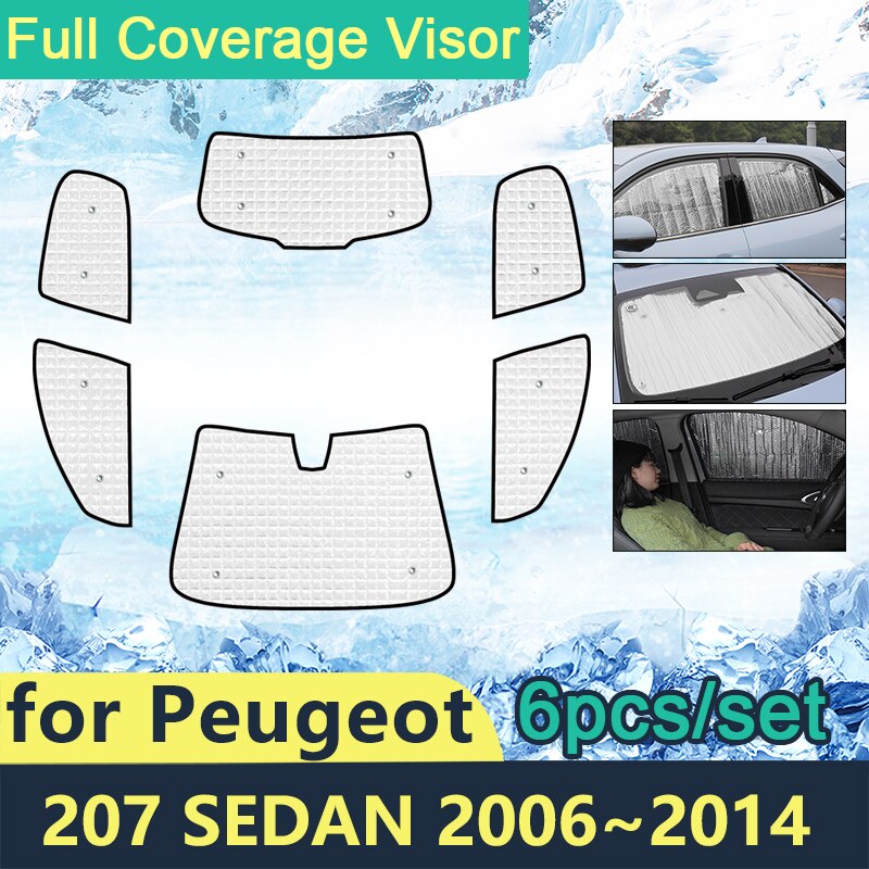 Full Cover Sunshades For Peugeot 207 Sedan 2006 Car Sun Protection Windshields Side Window Visor Accessories