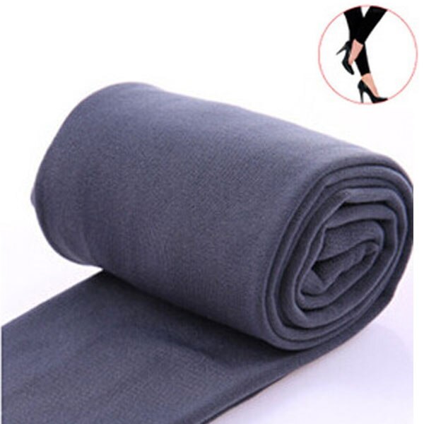 Kvinnor vinter varma leggings skinny stretch fleece byxor kvinnor casual fusk sammet ankellånga leggings stickade tjocka slimmade leggings: Grå