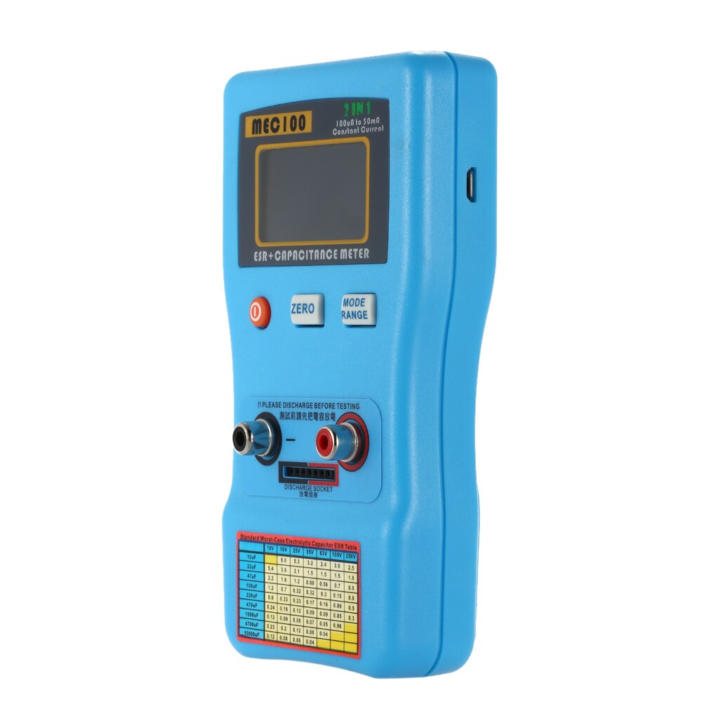2 in 1 digital auto-ranging kondensator esr meter kapacitans tester intern modstandsmåling med smd test clips