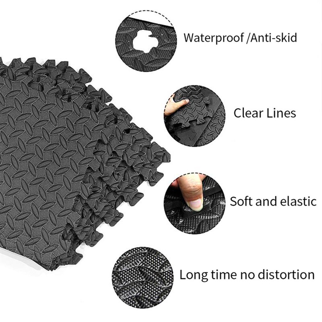 16pcs Floor Mat Exercise Gym Rubber Flooring Tiles Garage Home Fitness Yoga Puzzle Workout Mat Set Kids Training Squares Carpet