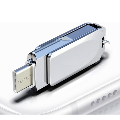 360 Rotation Pendrive OTG Type C 32GB 16GB 128GB USB Flash Drive Type C For Smart Phone Tablet 64GB Pen Drive For Android Phone: 128GB / TCV10 Silver