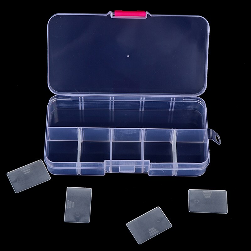 1PC 10 Compartments Clear Plastic Storage Box Jewelry Screw Organizer Container